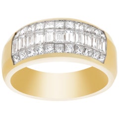 Princess and Emerald Cut Diamond Ring in 18k Gold