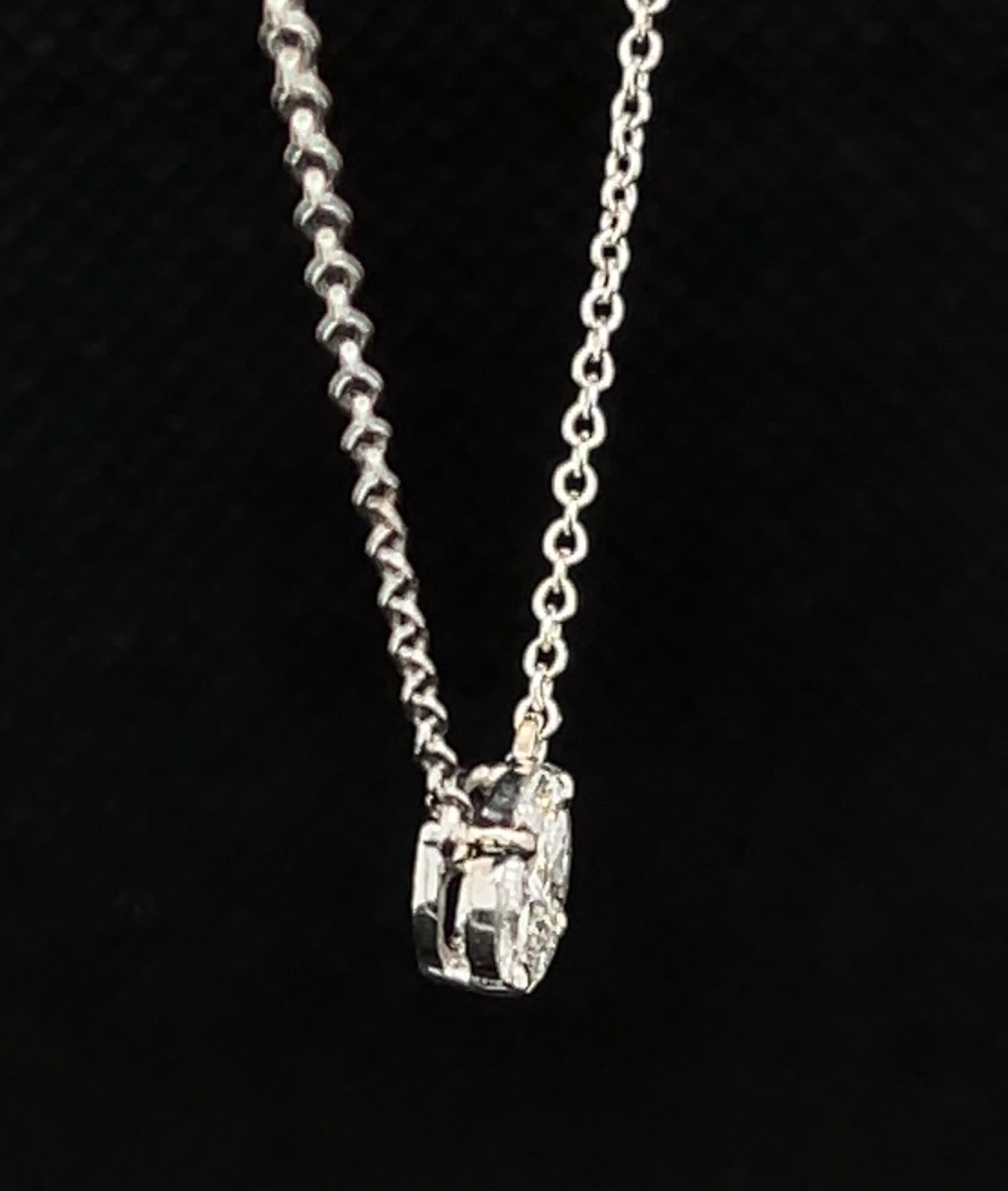 Artisan Diamond and White Gold Illusion Pendant Necklace, .26 Carats Total