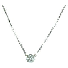 Diamond and White Gold Illusion Pendant Necklace, .26 Carats Total