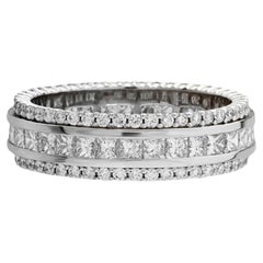 Princess and Round-Cut 2.15 Carat Diamond Unisex Eternity Band in 18K Gold