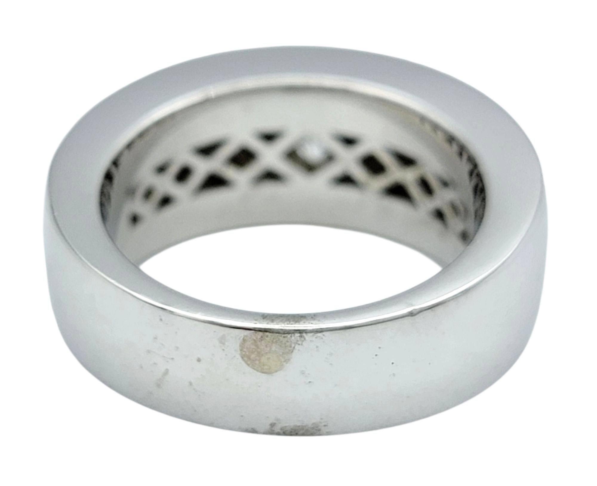 Princess and Round Cut Diamond Cutout Band Ring in Polished 14 Karat White Gold For Sale 1