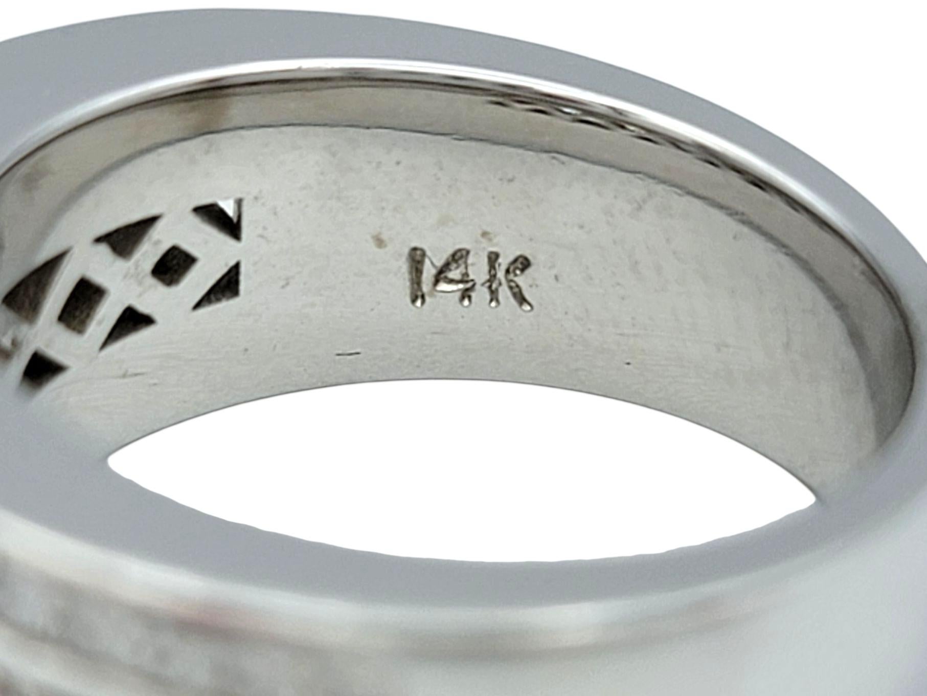 Princess and Round Cut Diamond Cutout Band Ring in Polished 14 Karat White Gold For Sale 2