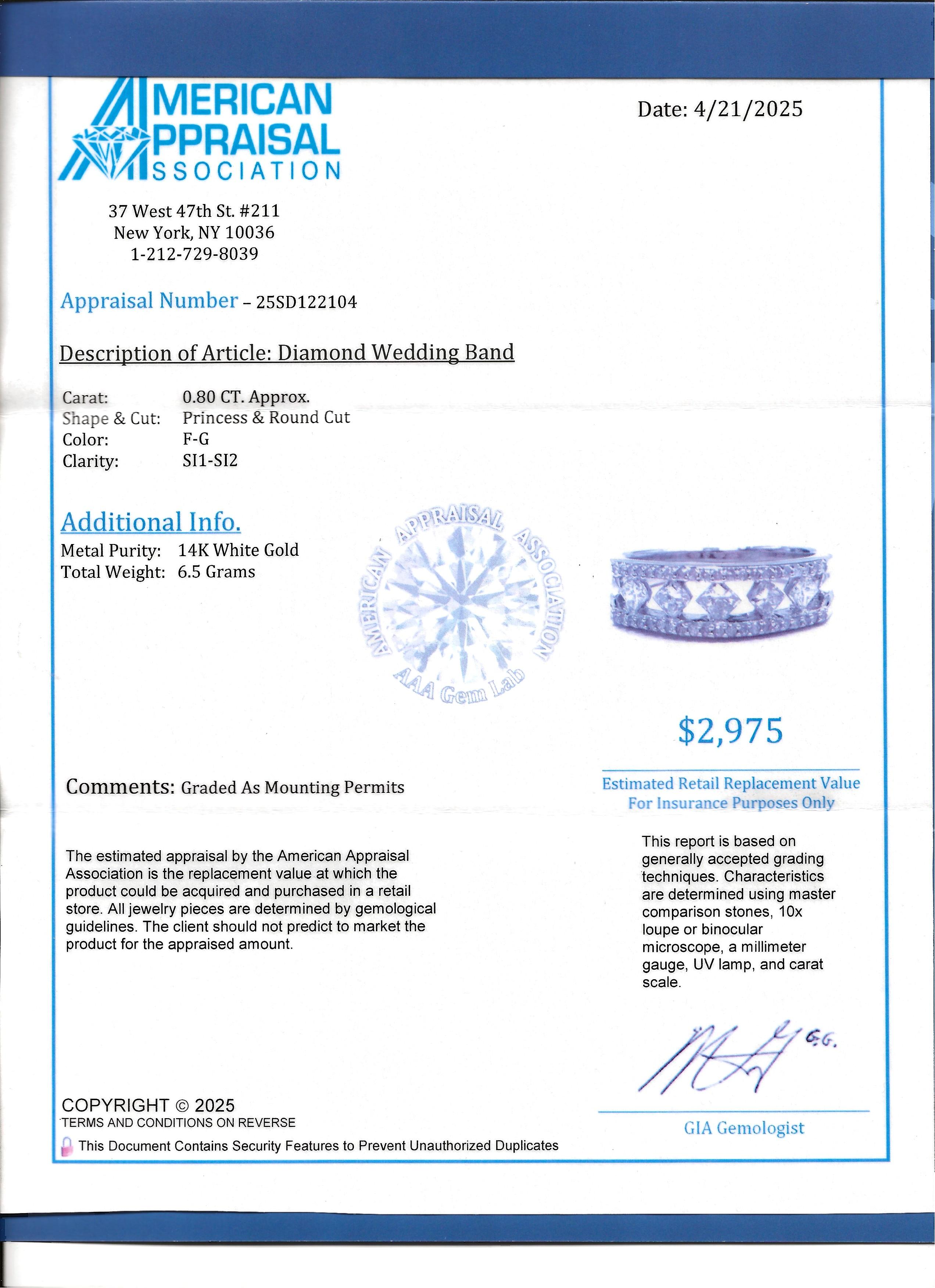 Bague à anneau en or 14 carats avec diamants princesse et ronds de taille semi-éternelle en vente 7