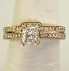 Princess and Round Diamond Women's Two-Piece Wedding Set 1.09 CTW 14K Y/G