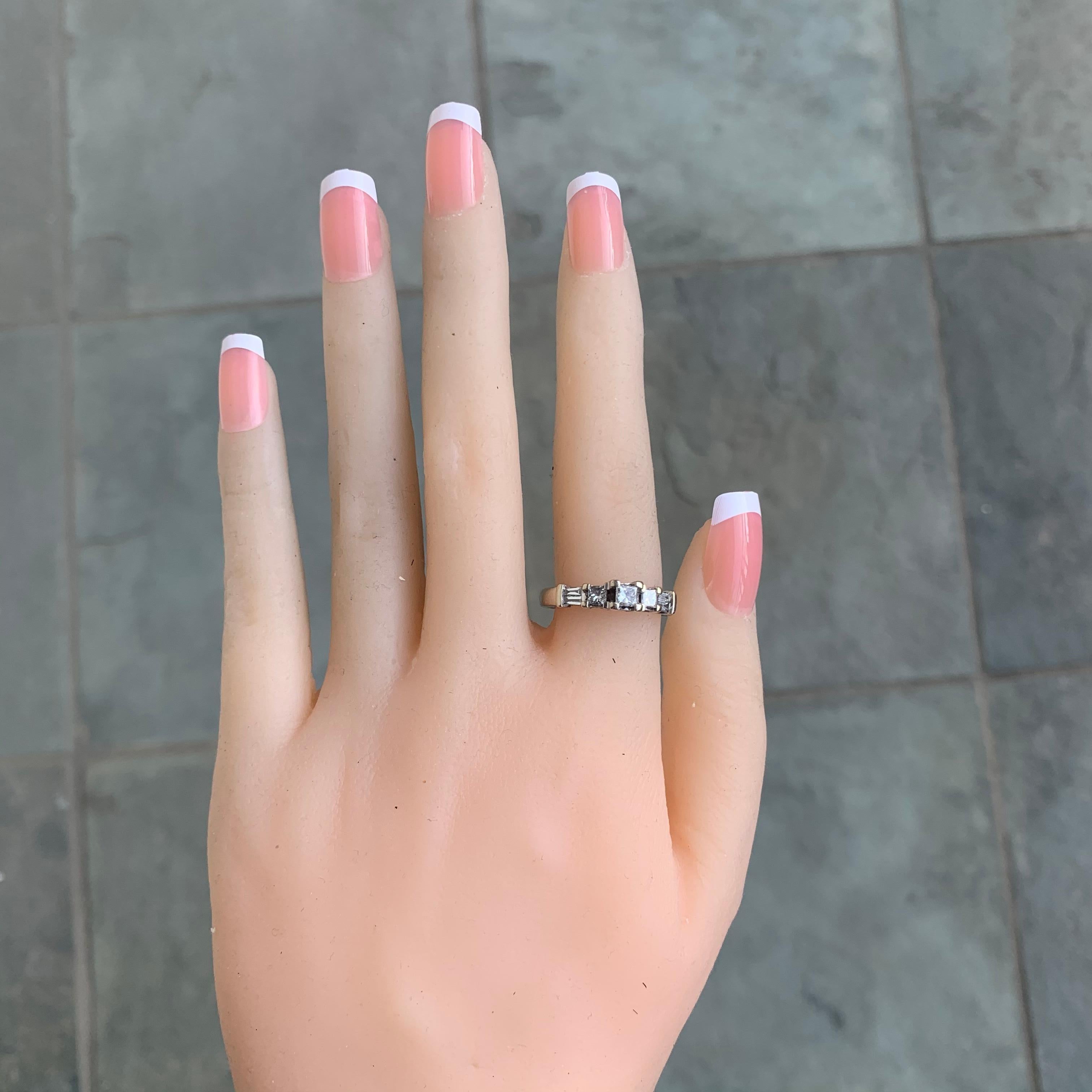 Princess and Tapered Baguette Band 14 Karat White Gold In New Condition For Sale In West Hollywood, CA