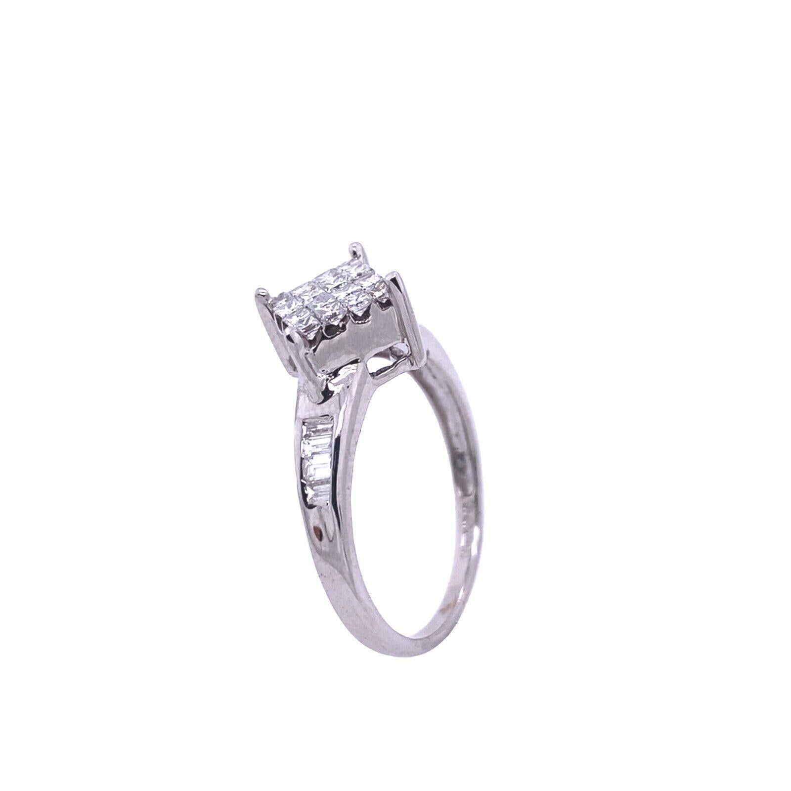 18ct White Gold Princess & Baguette Cut Diamond Ring,Total Diamond Weight 0.52ct

This beautiful princess cut Diamond ring features a total Diamond weight of 0.52ct and is set in 18ct White Gold. The ring is embellished with baguette Diamonds which