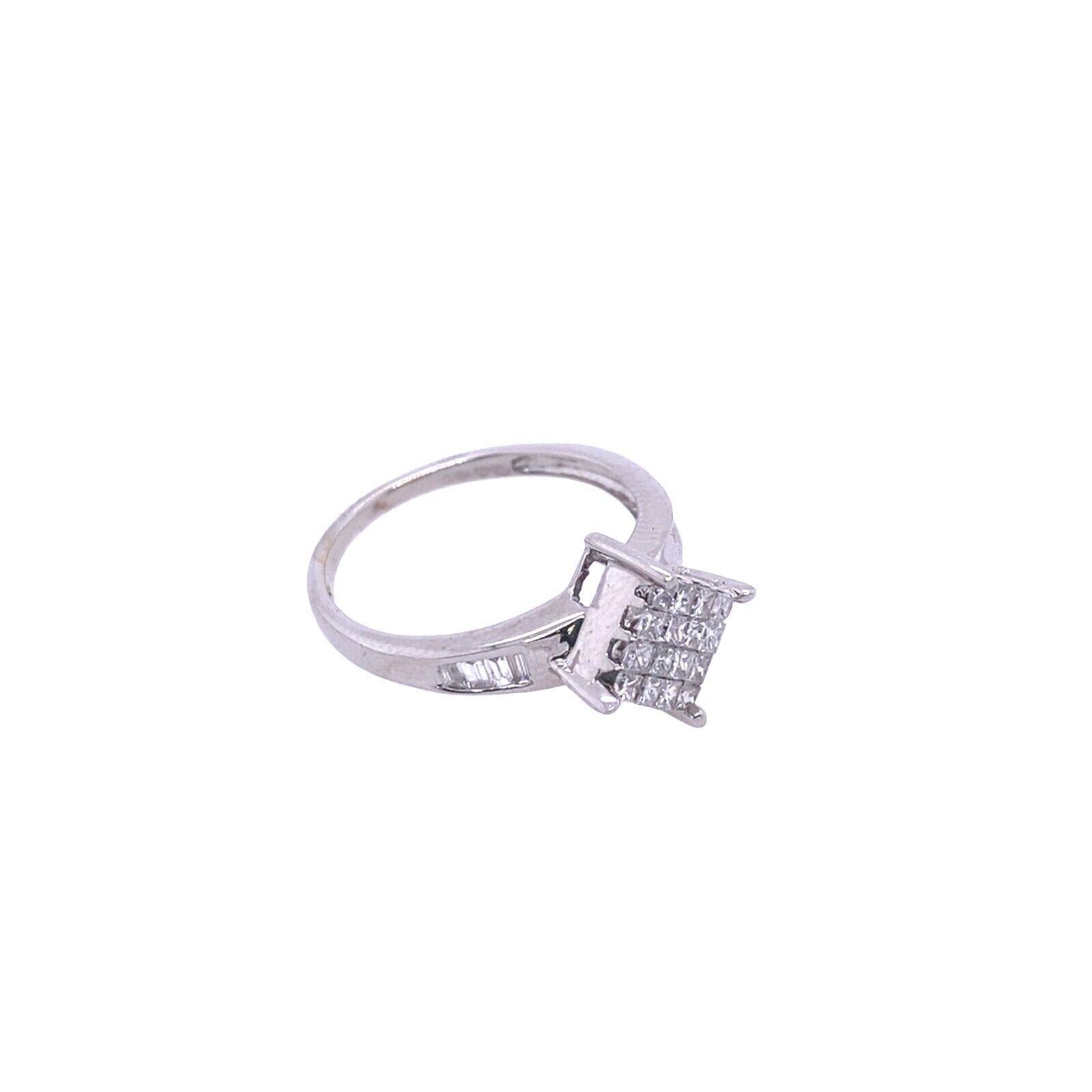 Princess Cut Princess & Baguette Cut 0.52ct Diamond Ring in 18ct White Gold For Sale
