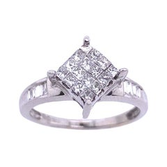Princess & Baguette Cut 0.52ct Diamond Ring in 18ct White Gold