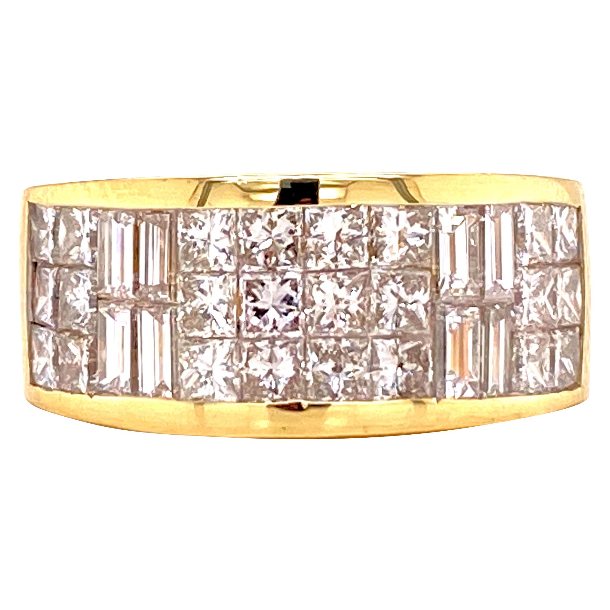 Princess & Baguette Diamond Invisibly Set Wedding Anniversary Band Ring