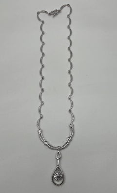 Princess Bib Style Diamond Statement 18K White Gold Pendant Lariat Necklace