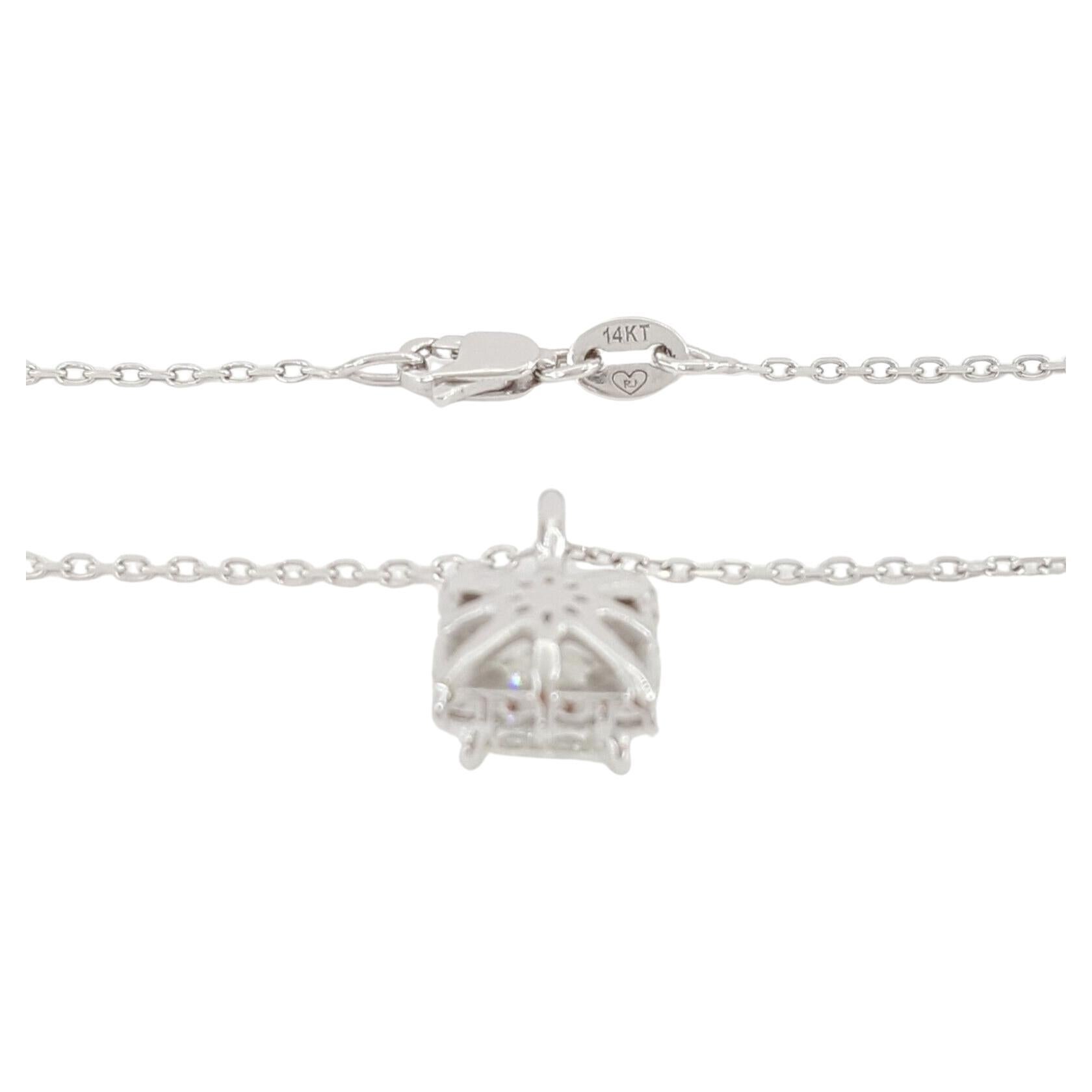 Collier de diamants en forme de halo à la taille Princesse Brilliante Excellent état - En vente à Chicago, IL