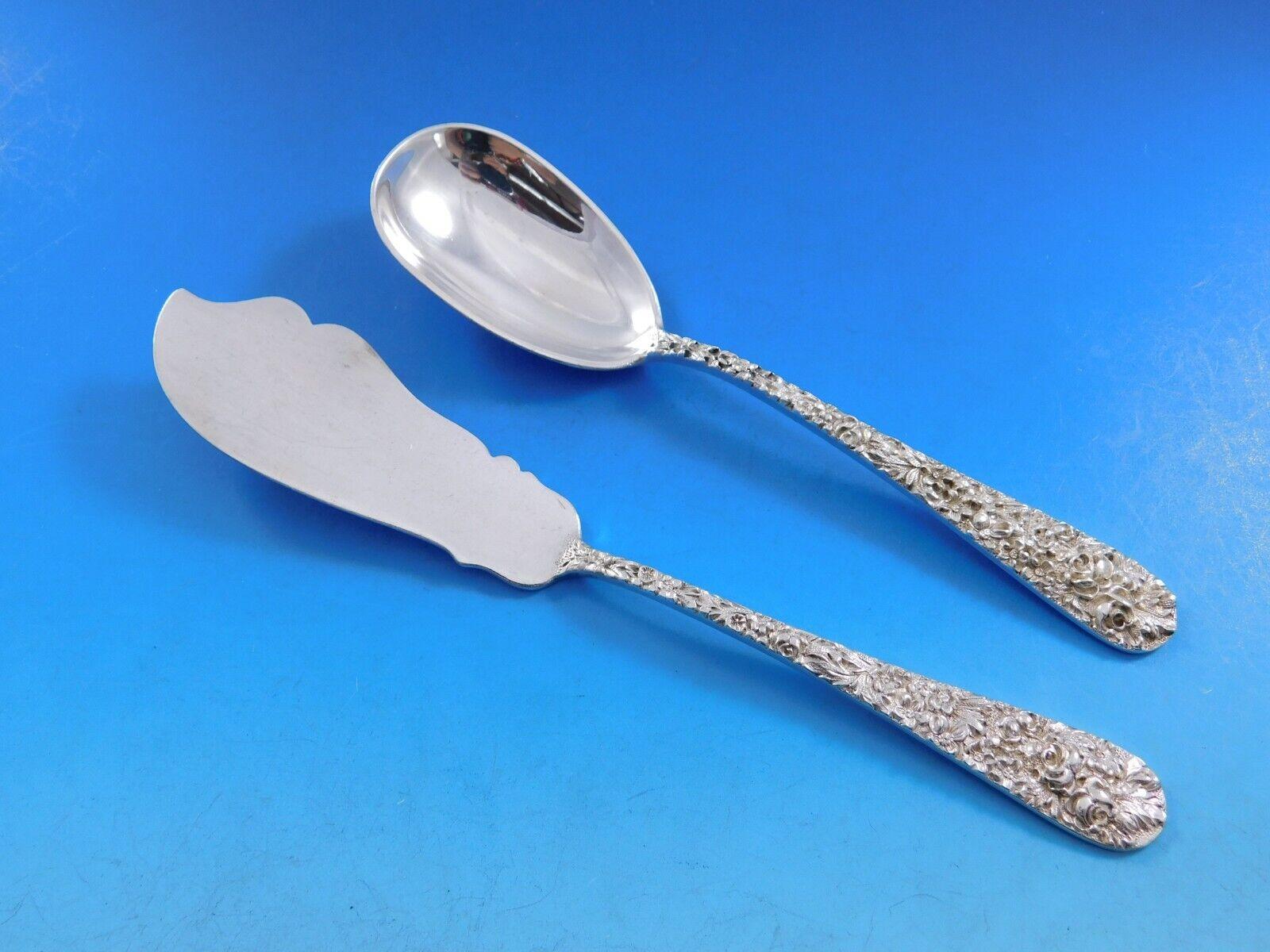 20th Century Princess by Stieff Sterling Silver Flatware Set for 8 Service Repousse For Sale