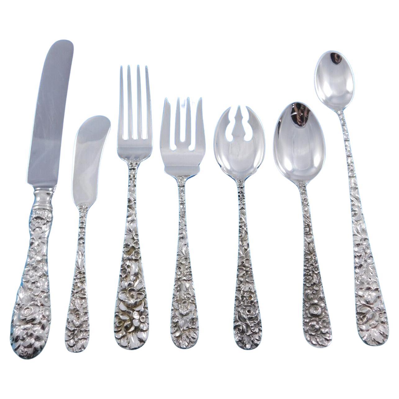 Princess by Stieff Sterling Silver Flatware Set for 8 Service Repousse