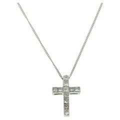 Collar Colgante Cruz Diamante Corte Princesa 0,25 Quilates