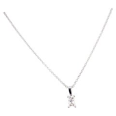 Colgante de diamantes talla princesa de 0,35 ct con cadena de oro blanco de 18 ct