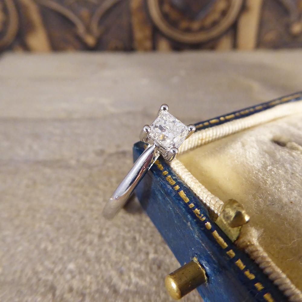 Princess Cut 0.50 Carat Diamond Solitaire Engagement Ring in Platinum In Good Condition In Yorkshire, West Yorkshire