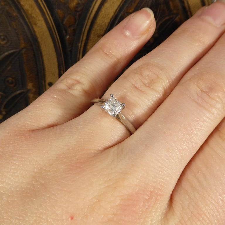 Princess Cut 0.50 Carat Diamond Solitaire Engagement Ring in Platinum For  Sale at 1stDibs | 0.50 carat diamond ring on finger, princess cut  engagement rings on finger, 0.50 carat diamonds