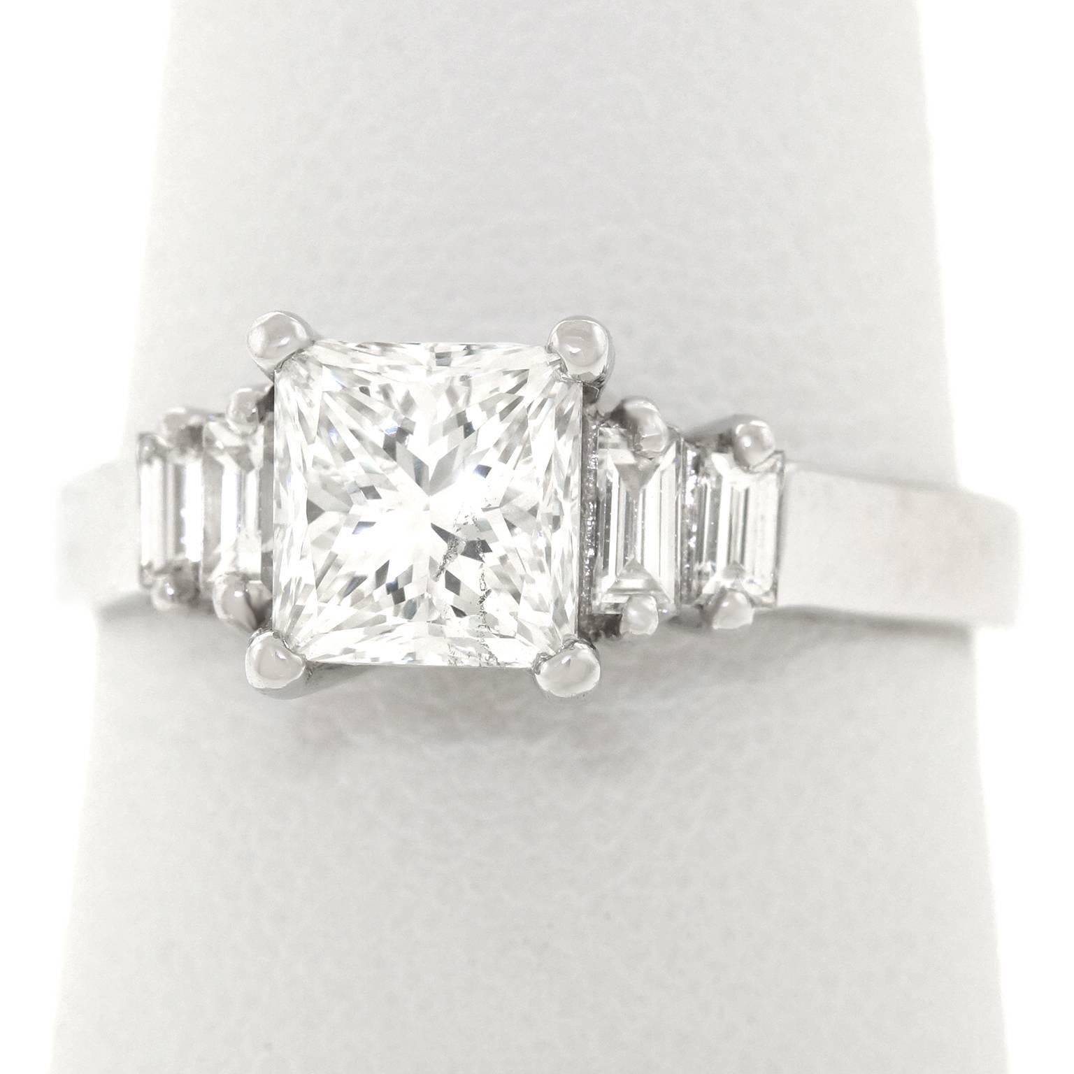 Princess-Cut 1.51 Carat Diamond and Platinum Engagement Ring GIA 5