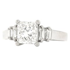 Princess-Cut 1.51 Carat Diamond and Platinum Engagement Ring GIA