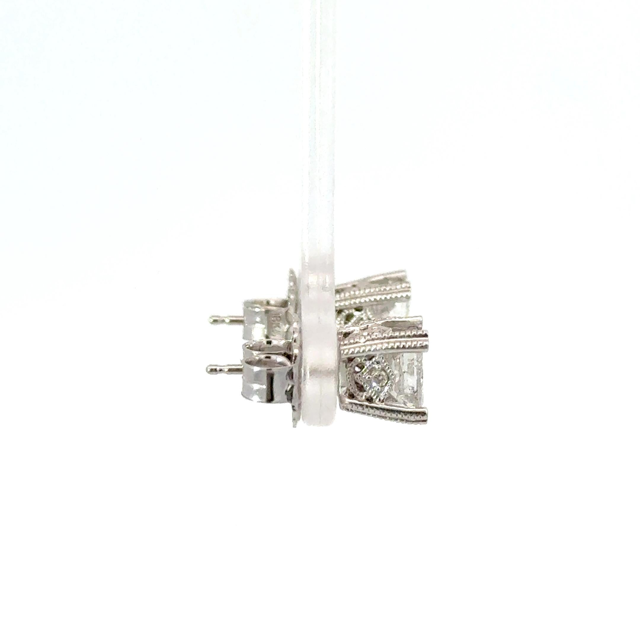 Princess Cut 2.04ctw Diamond Studs In Excellent Condition For Sale In Dallas, TX