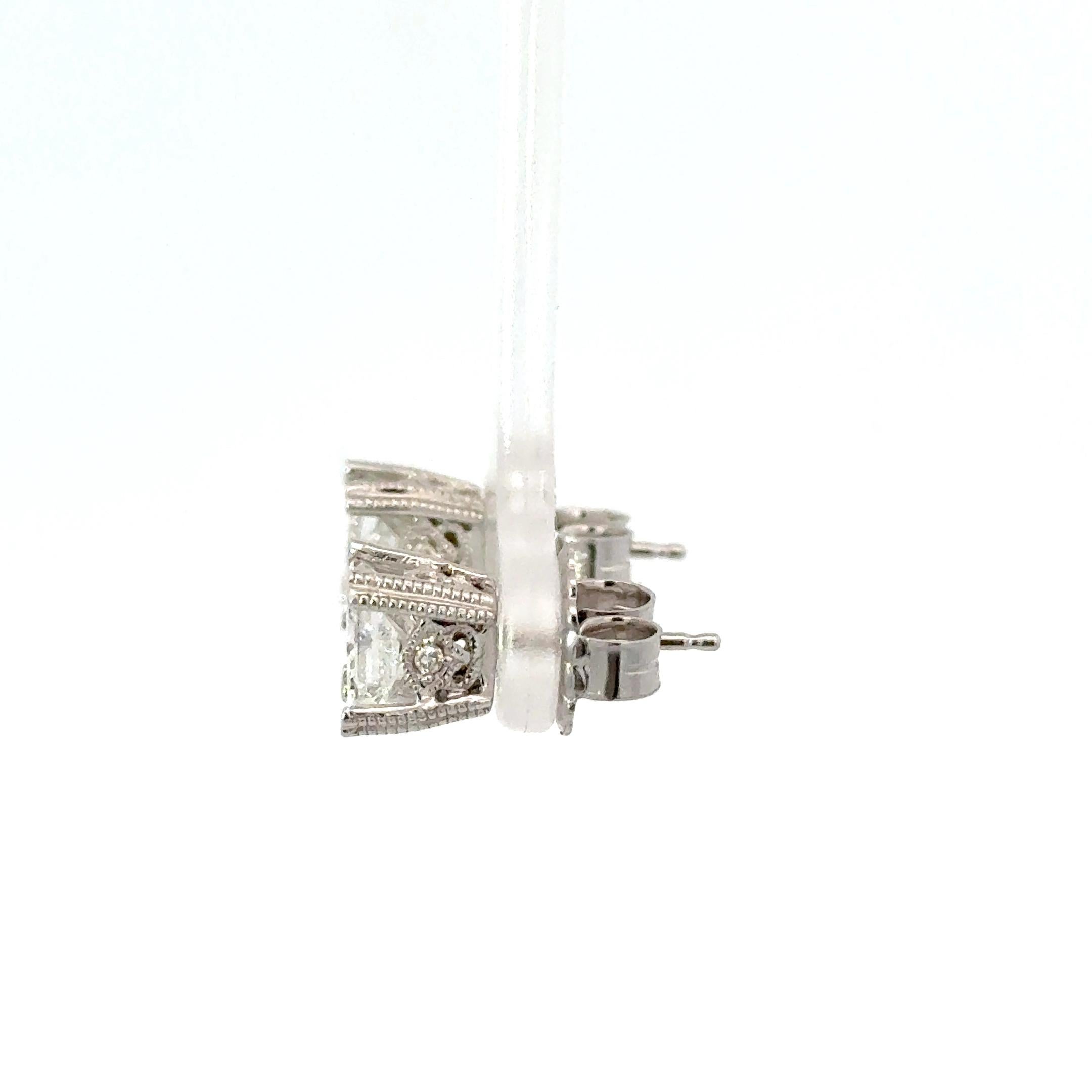 Princess Cut 2.04ctw Diamond Studs For Sale 1