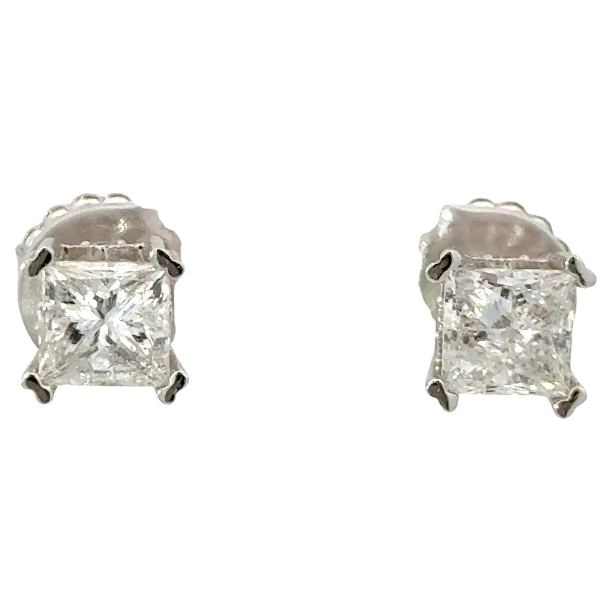 Princess Cut 2.04ctw Diamond Studs For Sale