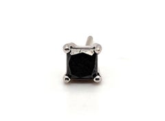 Boucle d'oreille simple à diamant noir taille princesse, à fermeture à pression, 0,30 ct, extraite de la mine, or 14 carats
