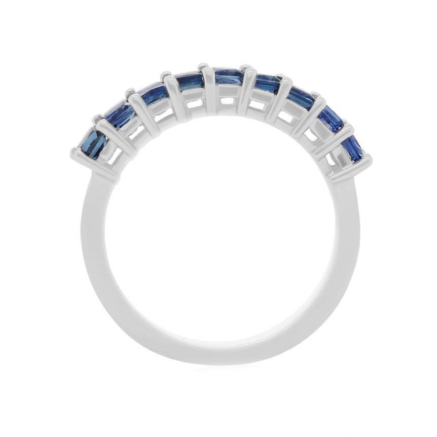 Princess Cut Blue Sapphire 14 Karat White Gold Fashion Band Ring In New Condition For Sale In GREAT NECK, NY