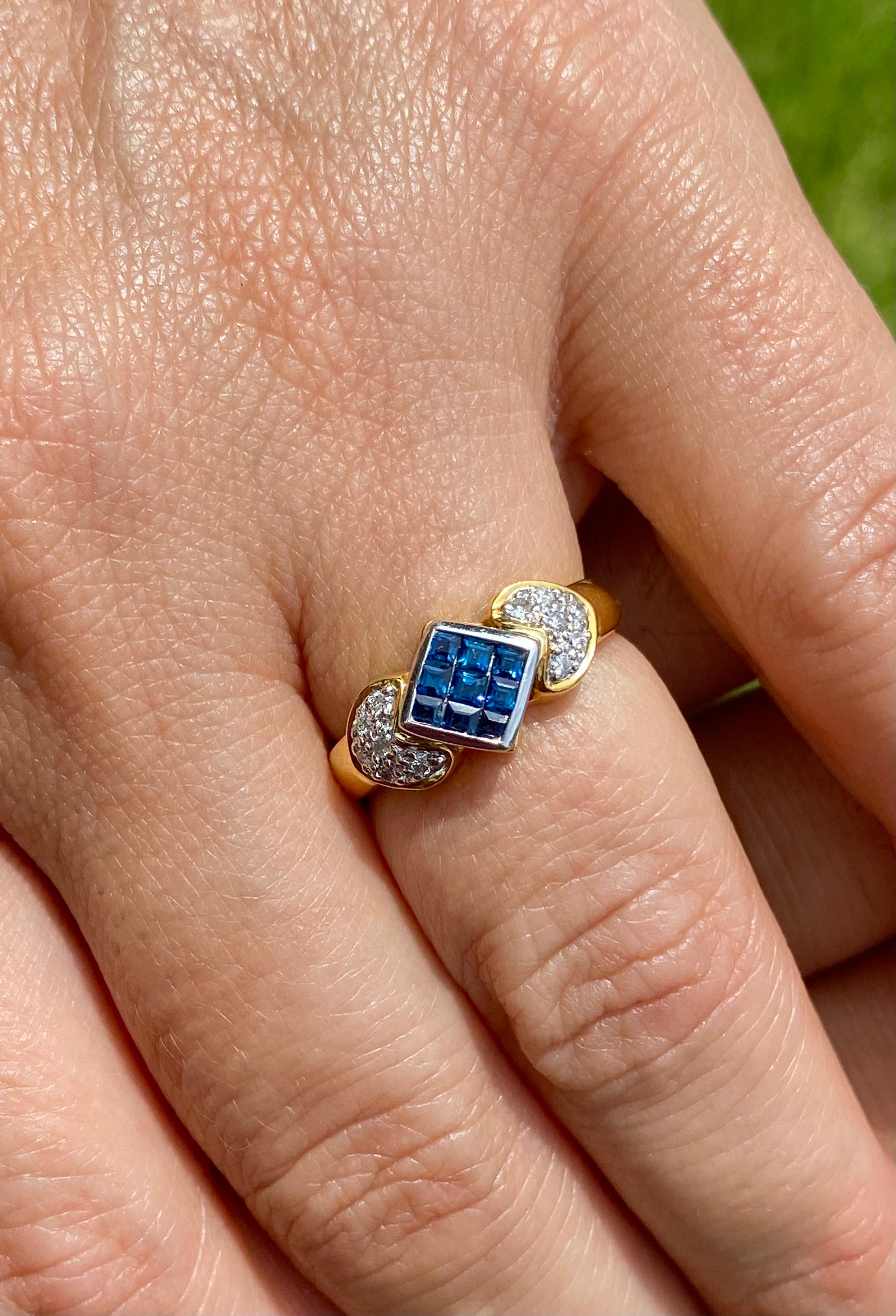 princess cut blue sapphire ring