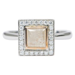 Princess Cut Champagne Color Diamond 14K White Gold Engagement Ring AD1920-2