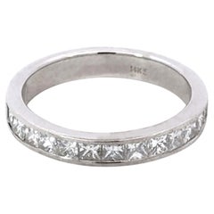 Princess Cut Channel Set Diamond Band Ring 14k White Gold