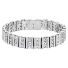 Bracelet en or blanc 18 carats serti de diamants taille princesse avec plus de 16,20 carats