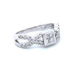 Princess-Cut Cts 0.28 Round Natural Diamond Engagement Ring Solid 14k White Gold
