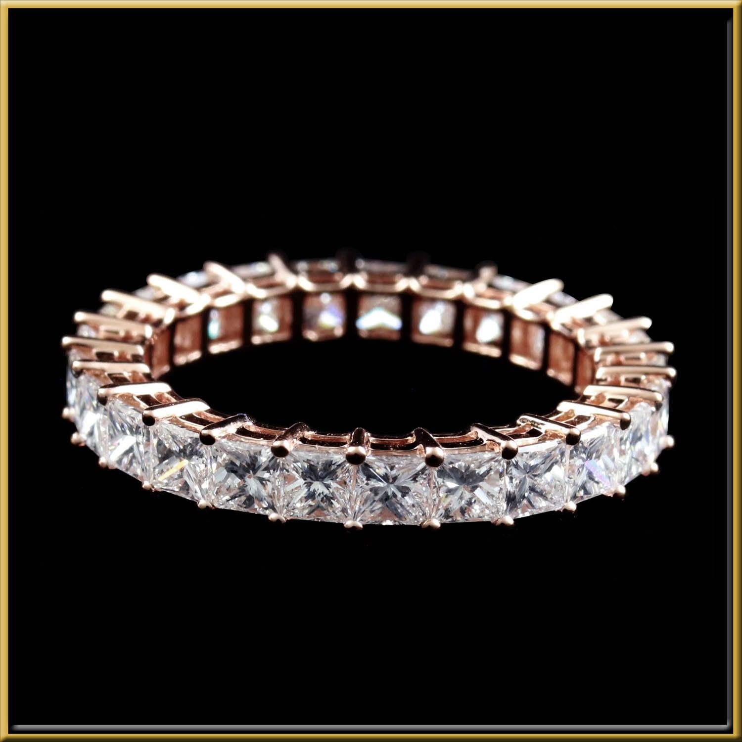 For Sale:  Princess Cut Diamond 1/10 Carat Eternity Ring in 18 Karat Gold 3