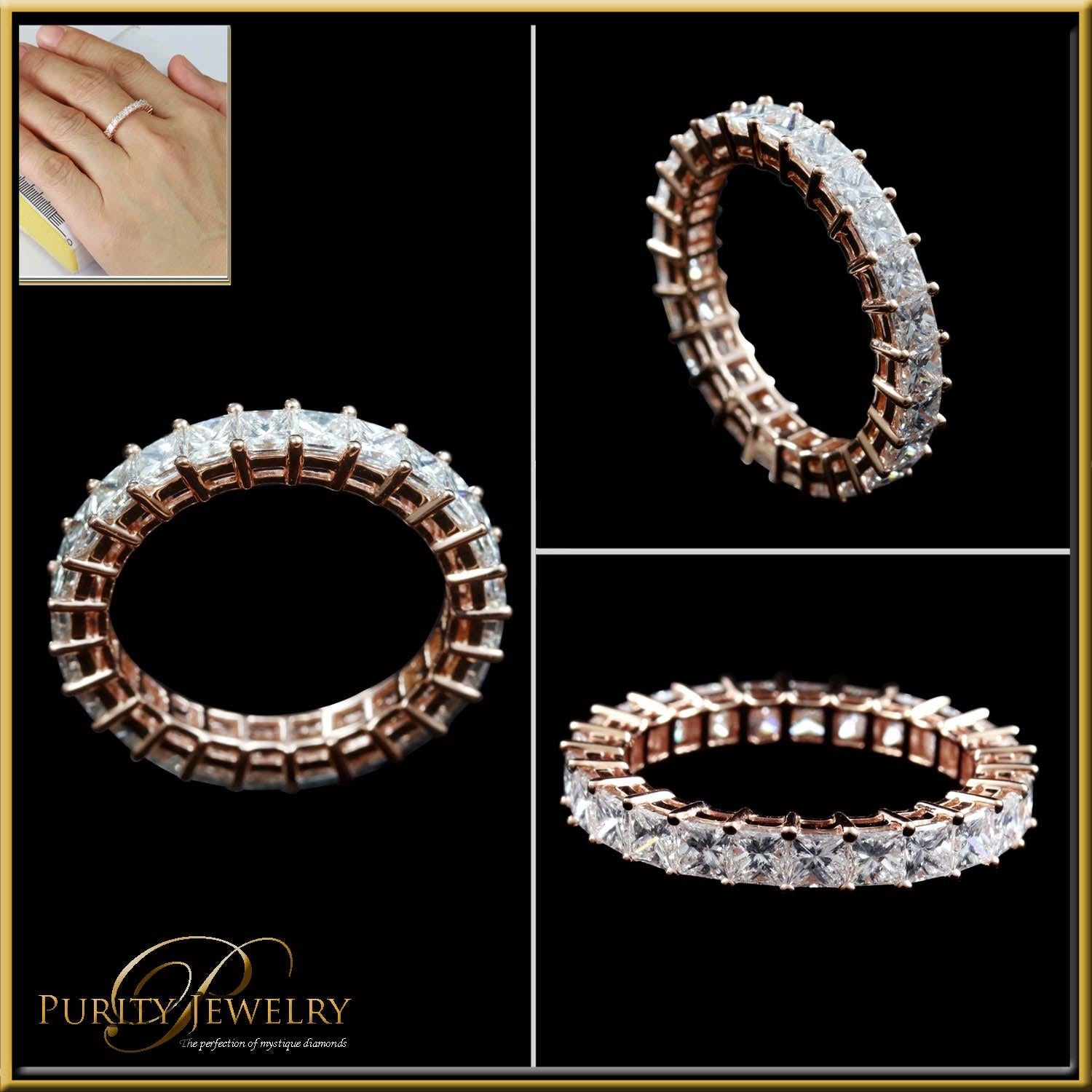 For Sale:  Princess Cut Diamond 1/10 Carat Eternity Ring in 18 Karat Gold 4