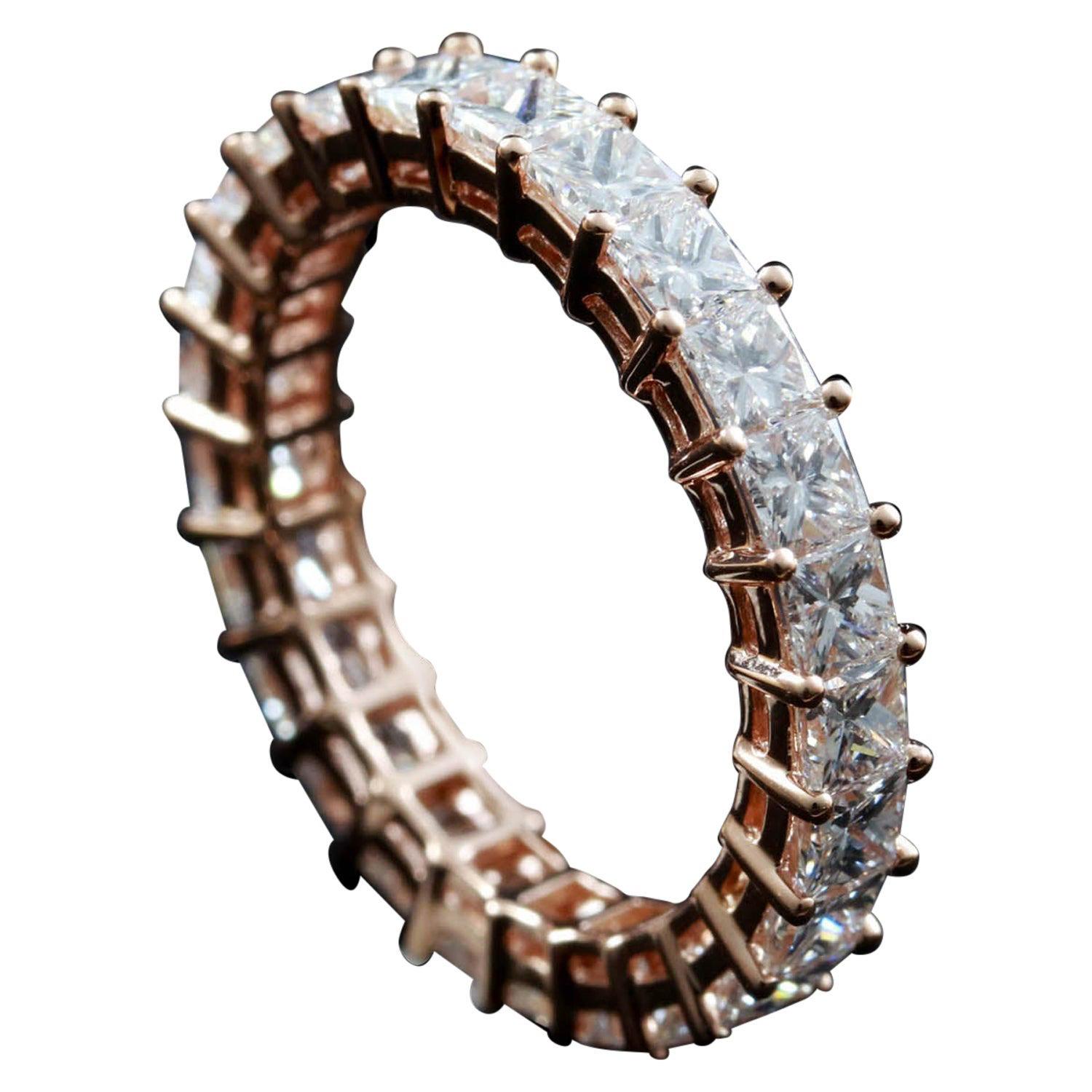 For Sale:  Princess Cut Diamond 1/10 Carat Eternity Ring in 18 Karat Gold