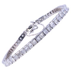 Princess Cut Diamond 12.00 Carat Tennis Bracelet 14 Karat White Gold