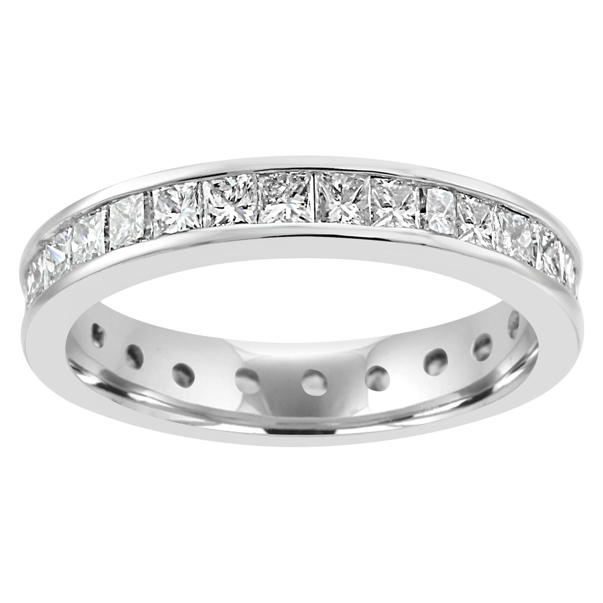 Princess Cut Diamond 14 Karat White Gold Bridal Eternity Band Ring