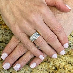 Princess Cut Diamond 18 Karat Yellow Gold Invisble Set Wedding Band Ring