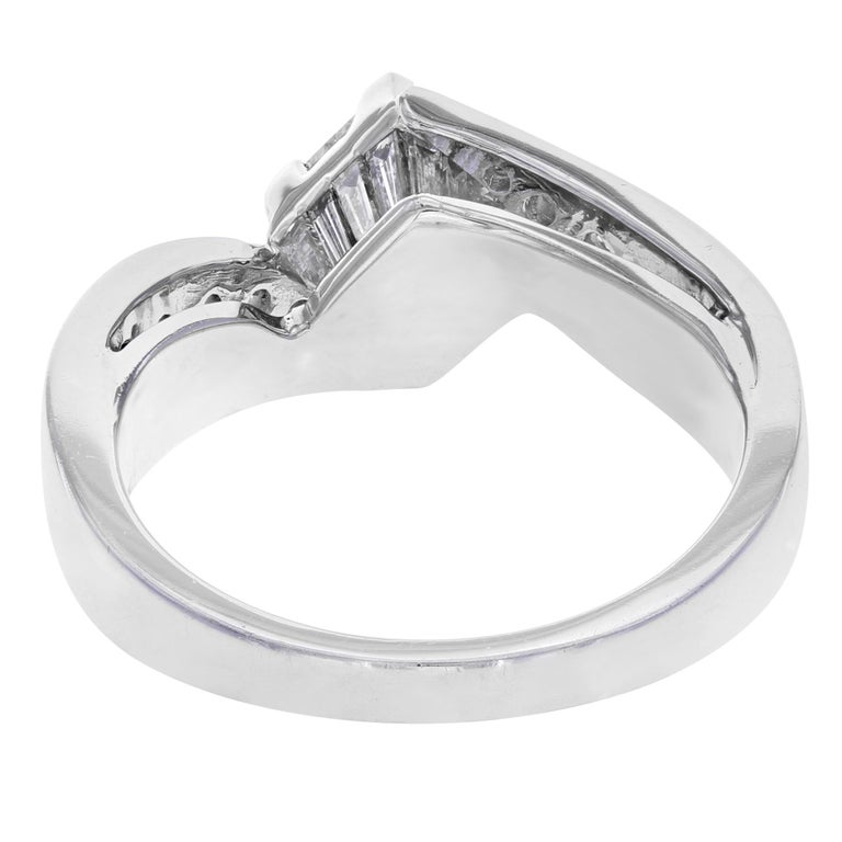 Princess Cut Diamond Accented Ladies Engagement Ring 14K White Gold 1 ...