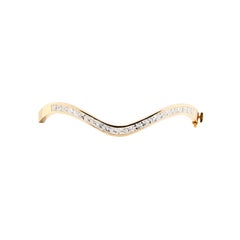 Bracciale a onde sottili in oro giallo 18 carati e diamanti taglio Princess
