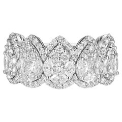 Princess Cut Diamond and Pear Cut Diamond Ring in 18 Karat White Gold