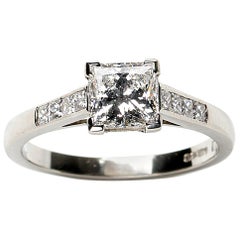 Princess Cut Diamond and Platinum Ring, 1.03 Carat