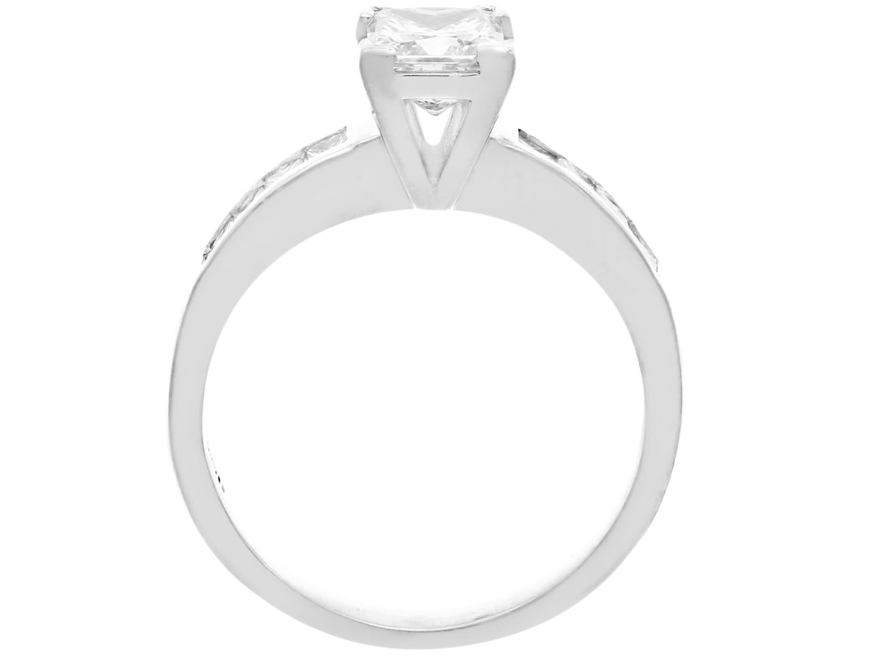 Contemporary Princess Cut Diamond and Platinum Solitaire Engagement Ring For Sale