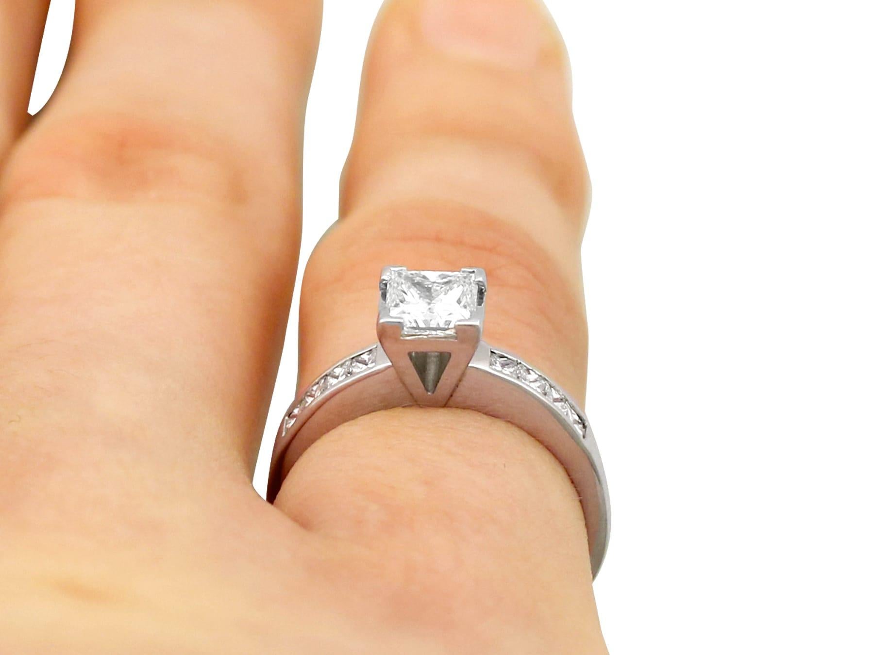 Princess Cut Diamond and Platinum Solitaire Engagement Ring For Sale 1
