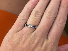 Princess Cut Diamond and Sapphire Platinum Band Ring