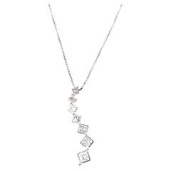 Anhänger-Halskette mit Princesse-Diamant und Weißgold Journey