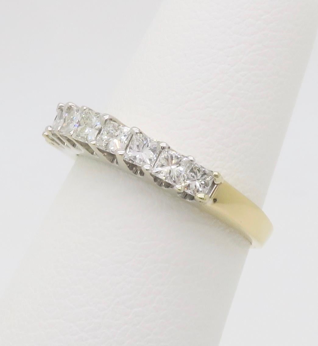 Bandeau en or jaune et blanc avec diamant de taille Princesse en vente 1