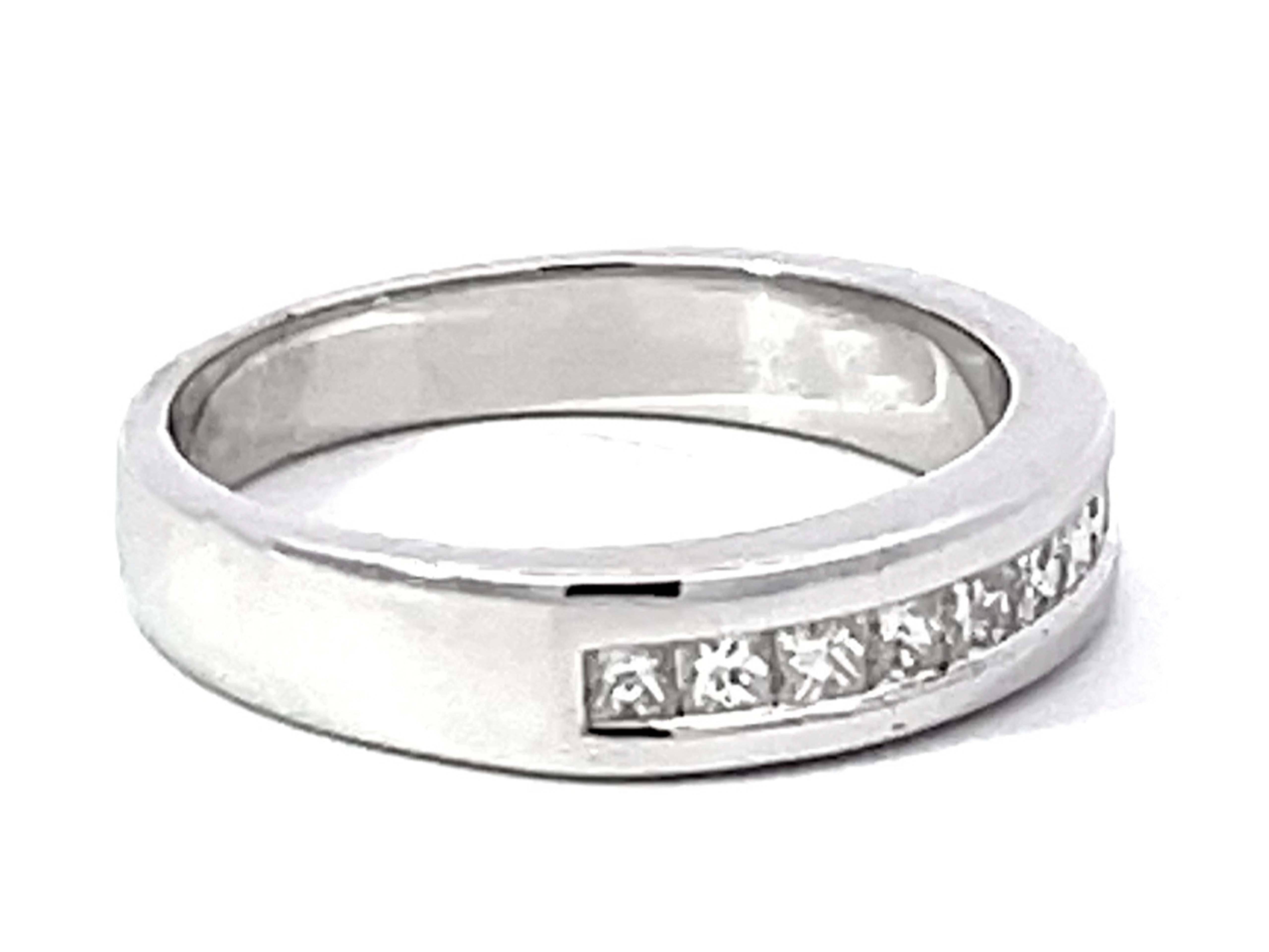 Modern Princess Cut Diamond Band Ring Solid White Gold For Sale