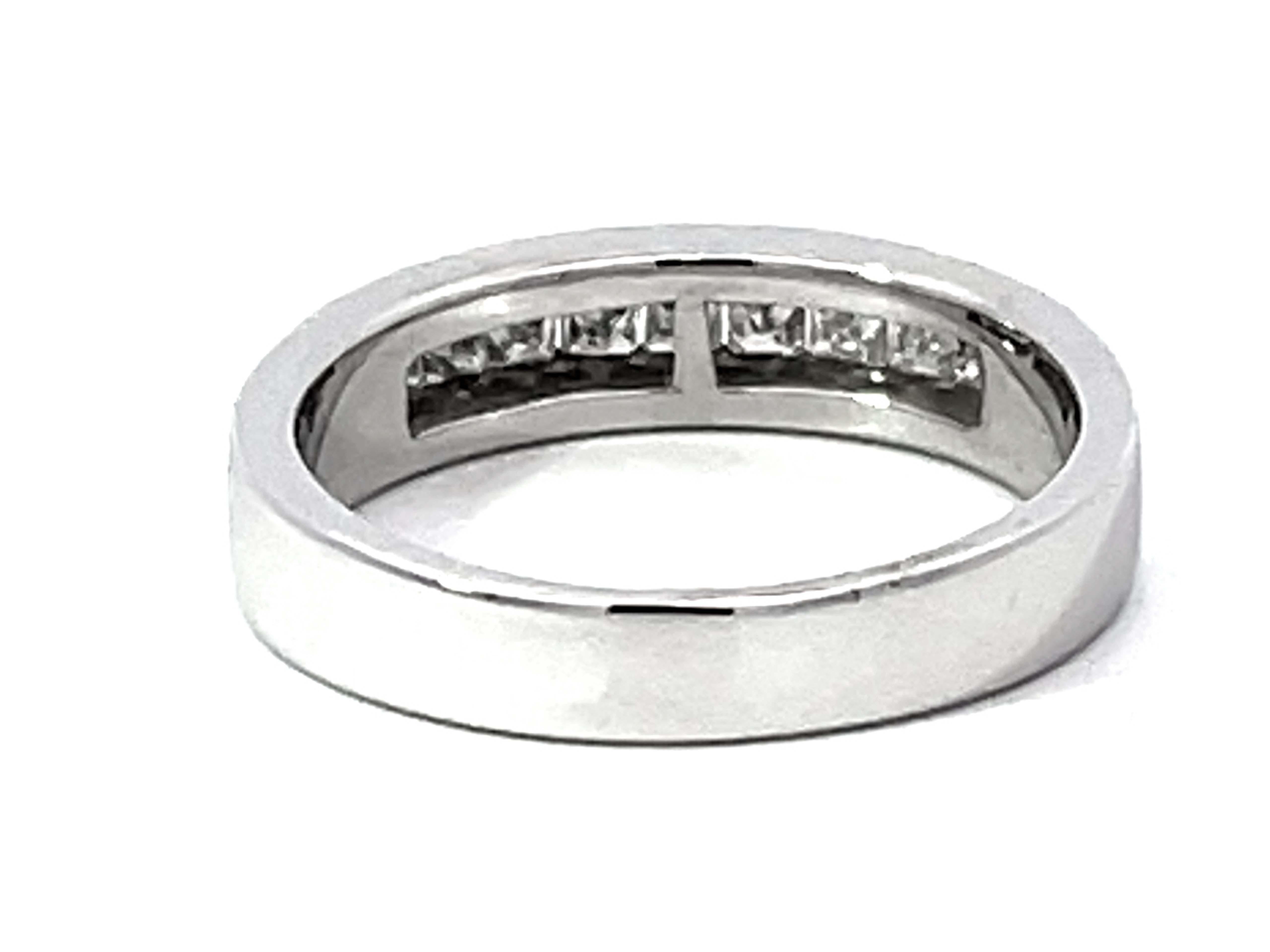 Princess Cut Diamond Band Ring Solid White Gold For Sale 2